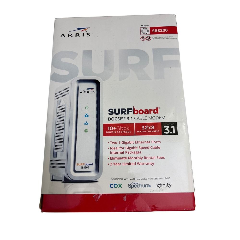 ARRIS SURFboard DOCSIS 3.1 Cable Modem SB8200 10 Gbps Ethernet Ports‎